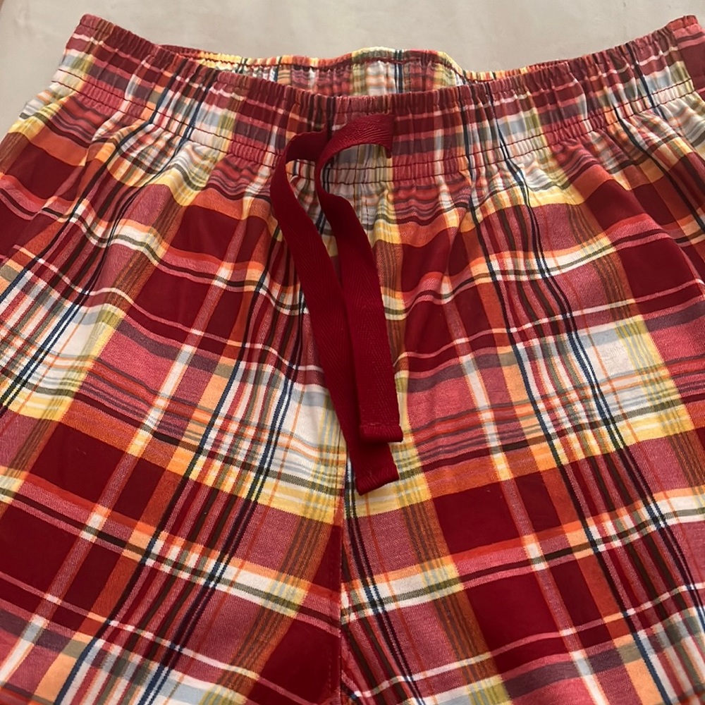 Plaid drawstring unisex pants
